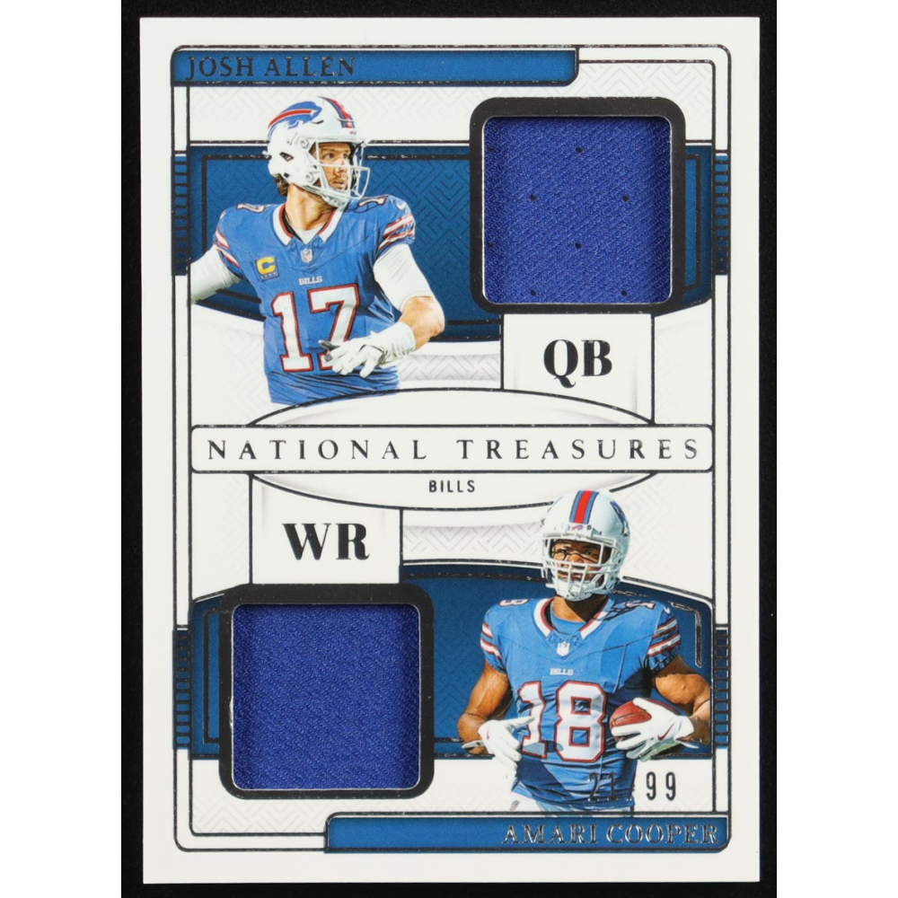 Josh Allen / Amari Cooper 2024 Panini National Treasures NFL Gear Combo Materials #4 #21/99 at PristineAuction.com