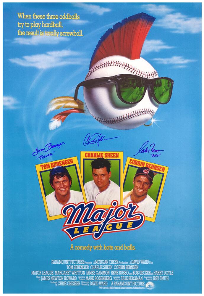 Charlie Sheen, Corbin Bernsen & Tom Berenger Signed "Major League" 27x40 Movie Poster Inscribed "Taylor" & "Dorn" (Schwartz) at PristineAuction.com Charlie Sheen, Corbin Bernsen & Tom Berenger Signed "Major League" 27x40 Movie Poster Inscribed "Taylor" & "Dorn" (Schwartz) at PristineAuction.com