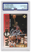 Charlie Sheen Signed 1995-96 Upper Deck Major Attractions Michael Jordan Card #339 (PSA) at PristineAuction.com