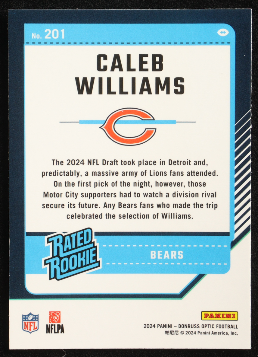 Caleb Williams 2024 Donruss Optic #201 RR RC at PristineAuction.com Caleb Williams 2024 Donruss Optic #201 RR RC at PristineAuction.com