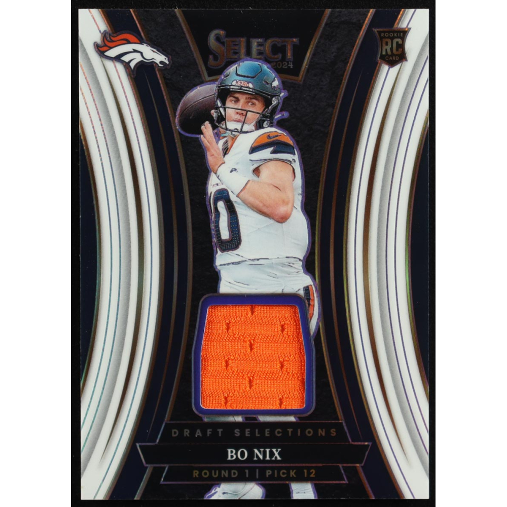 Bo Nix 2024 Select Draft Selections Memorabilia Prizm White #3 #22/75 RC at PristineAuction.com