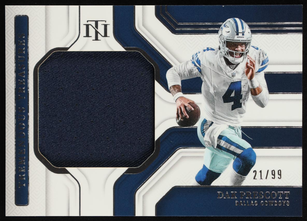 Dak Prescott 2024 Panini National Treasures Tremendous Treasures #25 #21/99 at PristineAuction.com Dak Prescott 2024 Panini National Treasures Tremendous Treasures #25 #21/99 at PristineAuction.com