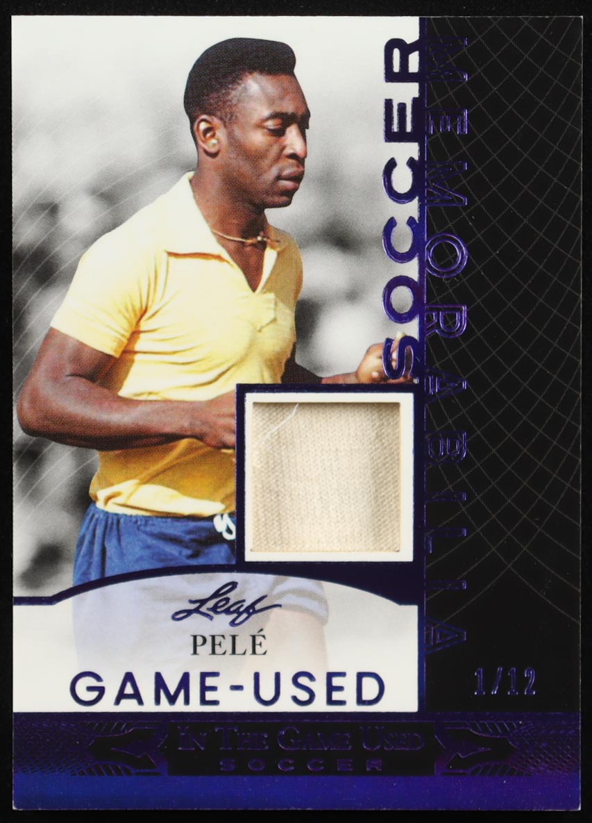 Pelé 2024 Leaf In The Game Used Game-Used Soccer Memorabilia Purple Holo #GUSM20 #1/12 at PristineAuction.com Pelé 2024 Leaf In The Game Used Game-Used Soccer Memorabilia Purple Holo #GUSM20 #1/12 at PristineAuction.com
