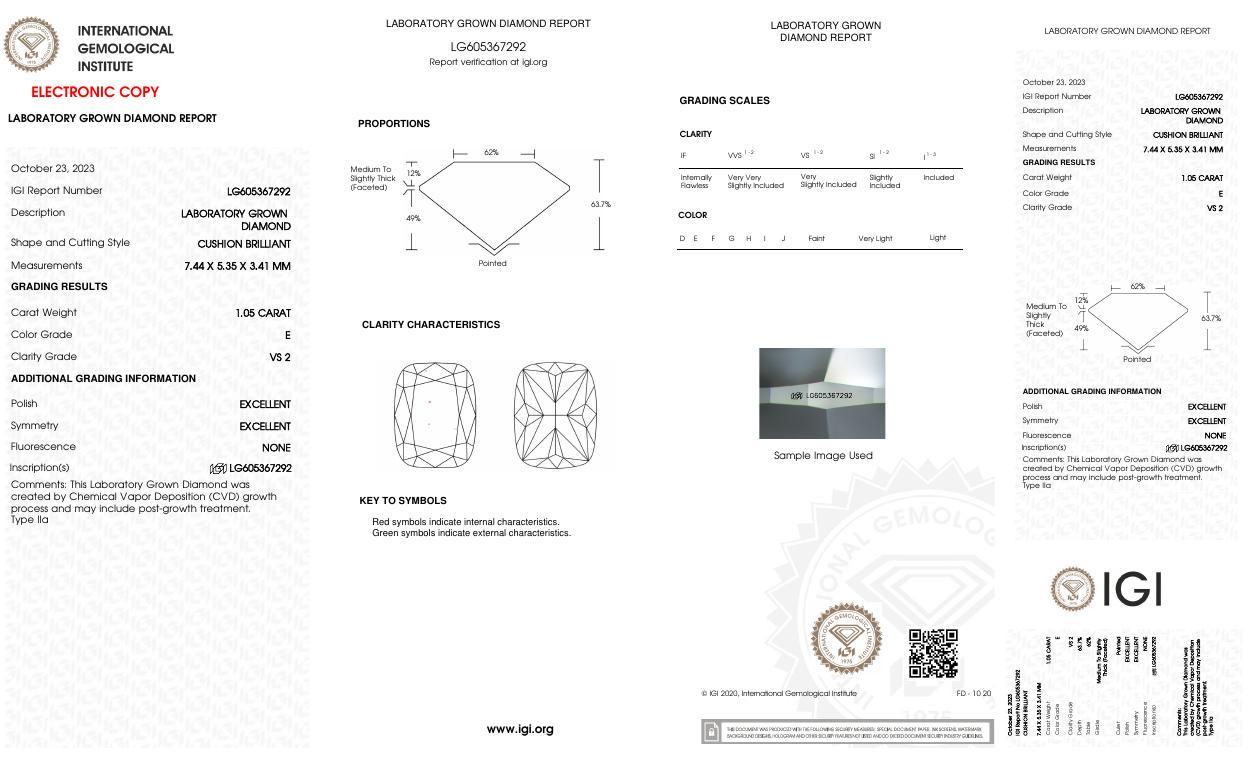 1.05 Carats Lab Grown Diamond Loose E, VS2 | (IGI Cert) at PristineAuction.com 1.05 Carats Lab Grown Diamond Loose E, VS2 | (IGI Cert) at PristineAuction.com