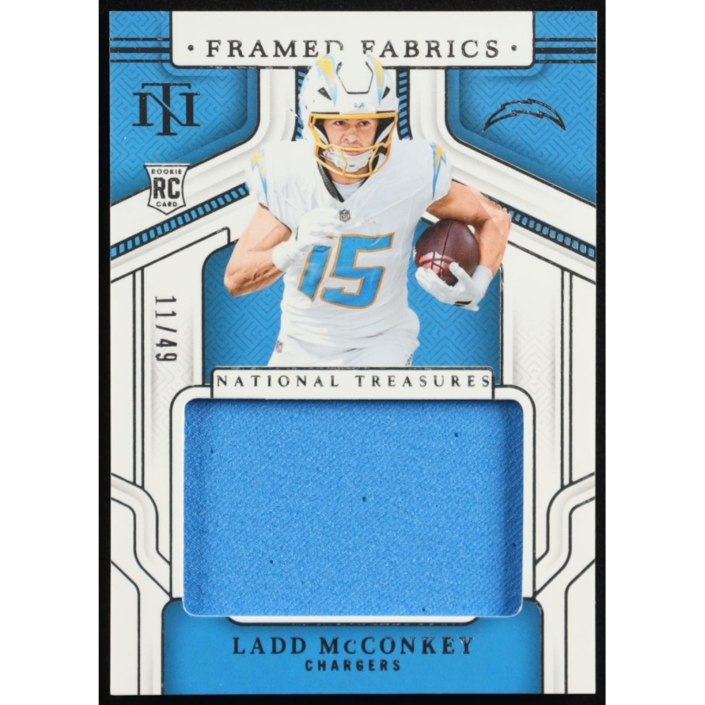 Ladd McConkey 2024 Panini National Treasures Framed Fabric #41 #11/49 RC at PristineAuction.com