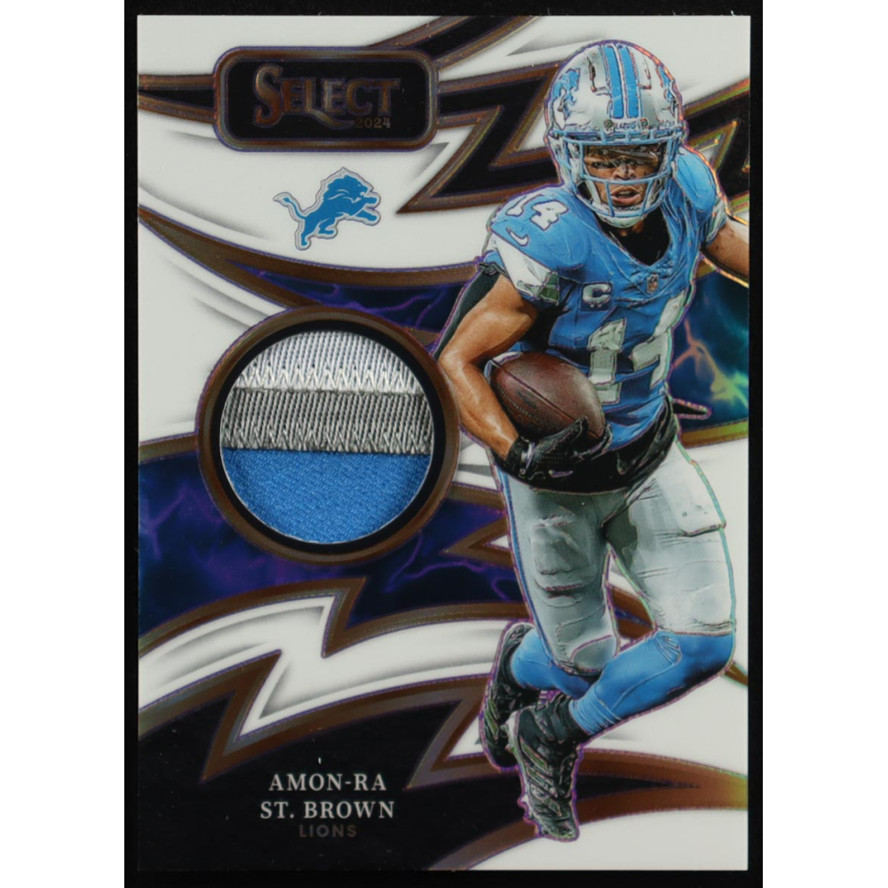 Amon-Ra St. Brown 2024 Select Sparks Materials Prizm White #12 #16/75 at PristineAuction.com