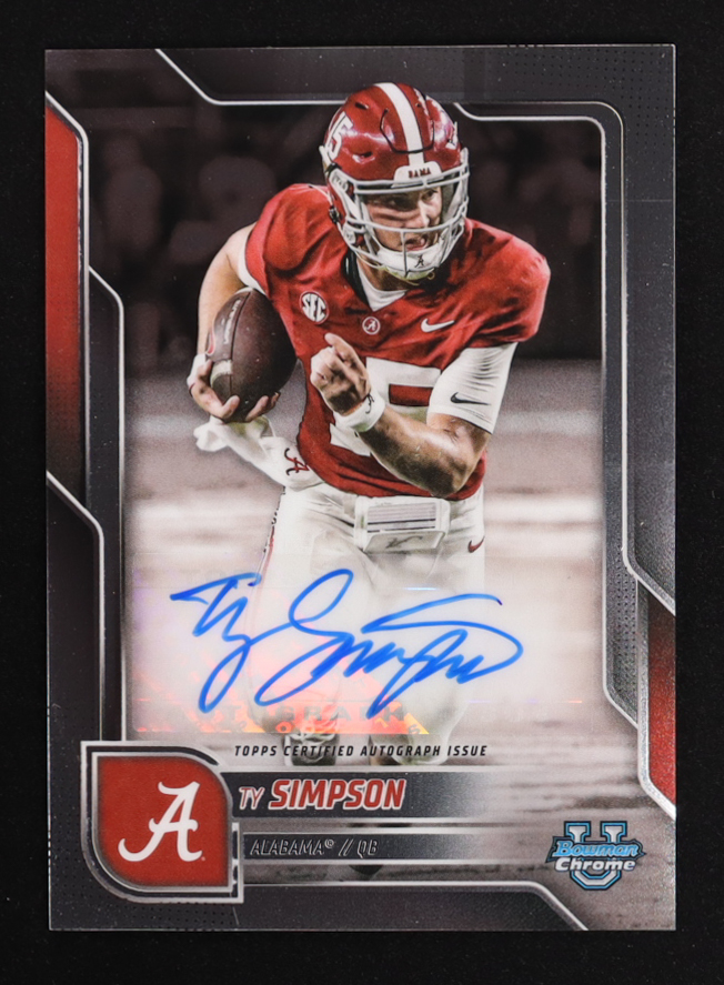 Ty Simpson 2025 Bowman Chrome University Autographs #BCATS RC at PristineAuction.com Ty Simpson 2025 Bowman Chrome University Autographs #BCATS RC at PristineAuction.com