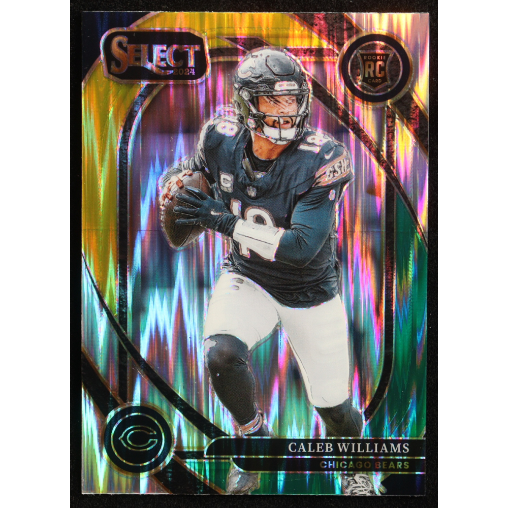 Caleb Williams 2024 Select Prizm Green and Yellow Shock #216 RC at PristineAuction.com