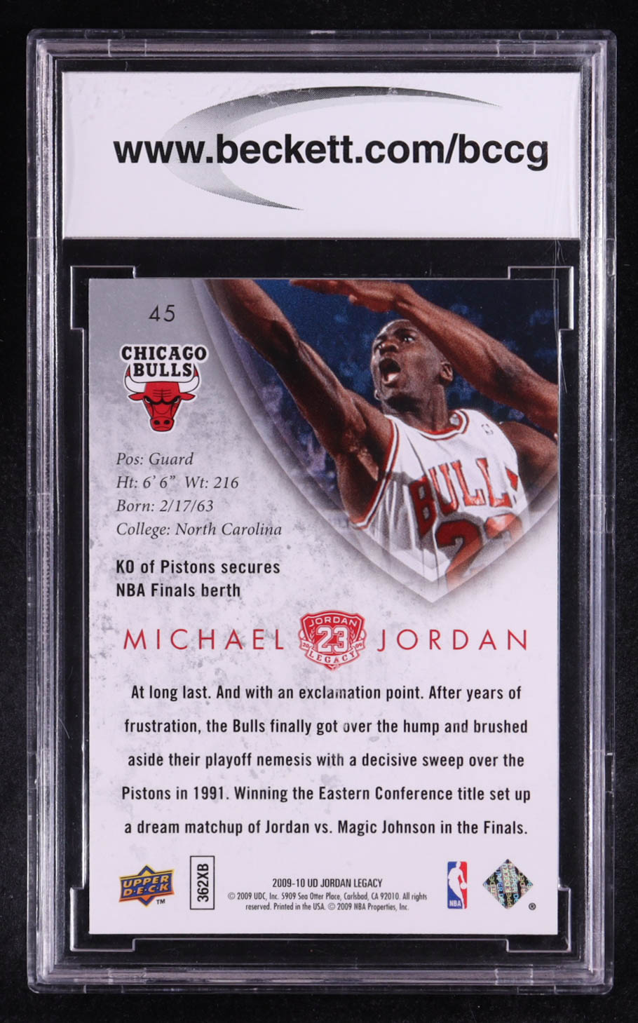 Michael Jordan 2009-10 Upper Deck Michael Jordan Legacy Collection Gold #45 (BCCG 10) at PristineAuction.com Michael Jordan 2009-10 Upper Deck Michael Jordan Legacy Collection Gold #45 (BCCG 10) at PristineAuction.com