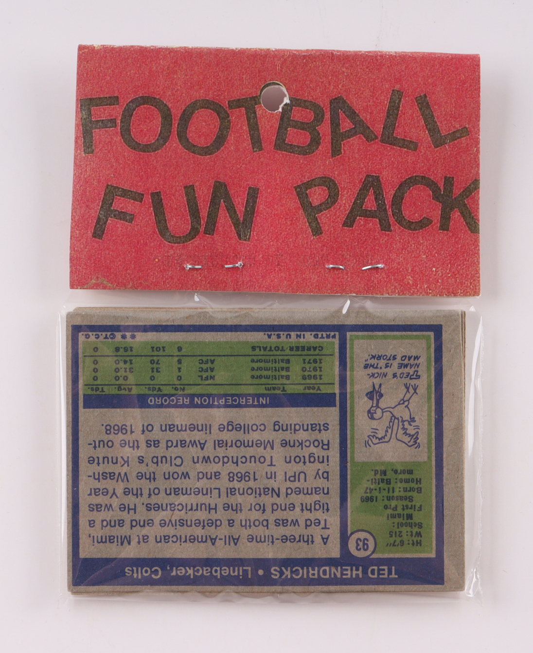 1972 Topps Football Card Fun Pack with (10) Cards at PristineAuction.com 1972 Topps Football Card Fun Pack with (10) Cards at PristineAuction.com