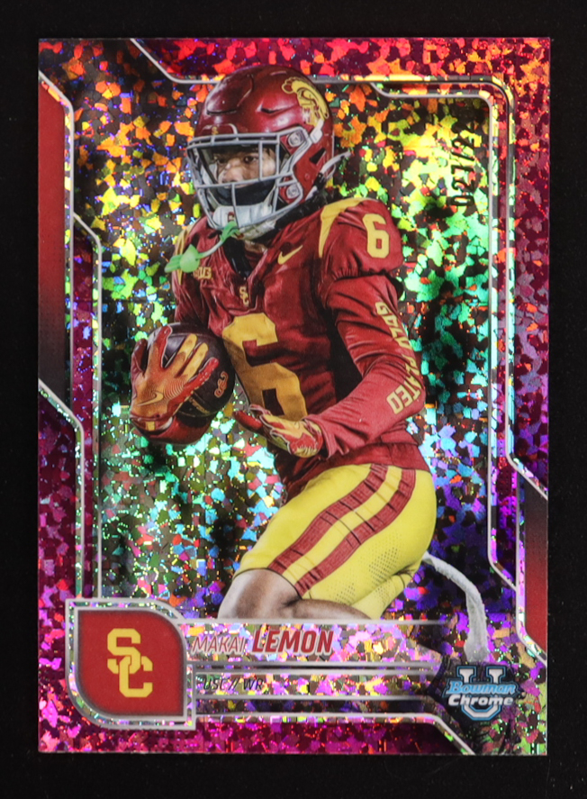 Makai Lemon 2025 Bowman Chrome University Fuchsia Refractors #174 #027/225 RC at PristineAuction.com Makai Lemon 2025 Bowman Chrome University Fuchsia Refractors #174 #027/225 RC at PristineAuction.com