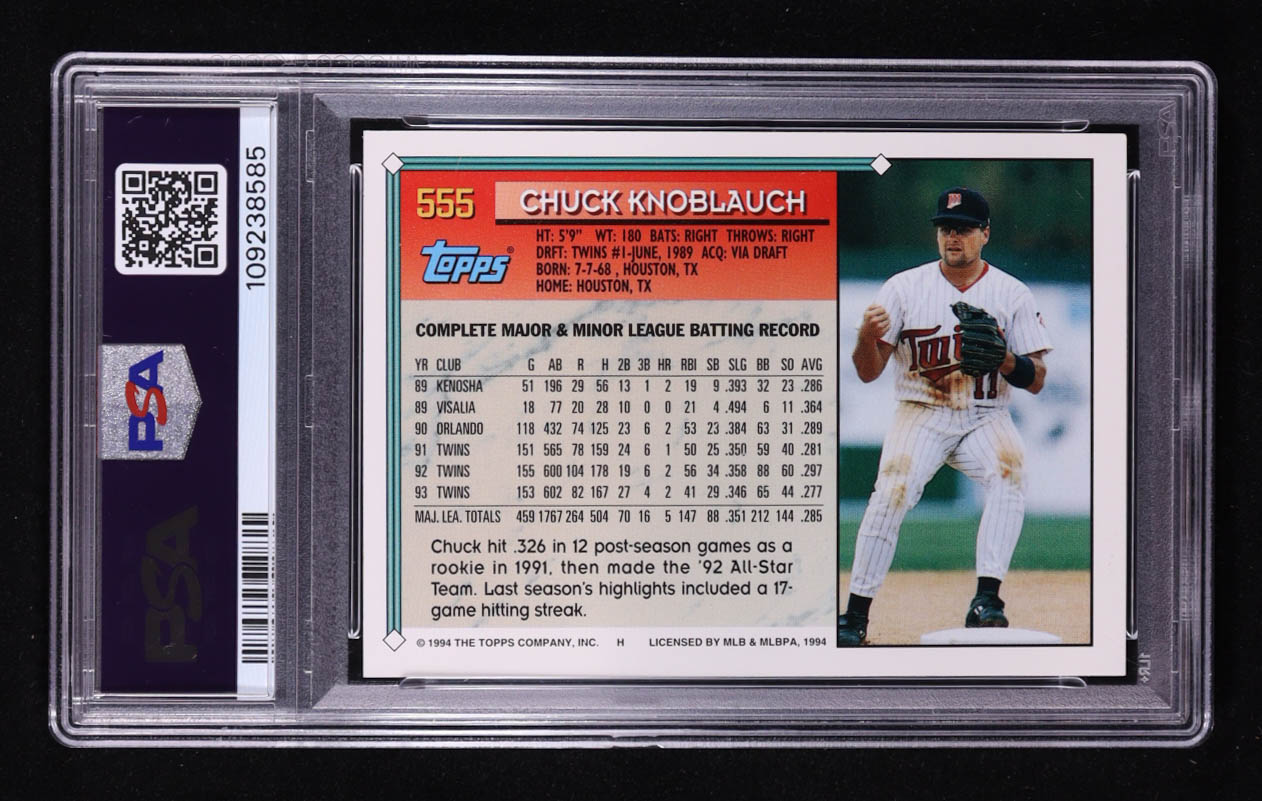 Chuck Knoblauch 1994 Topps #555 (PSA 8) at PristineAuction.com Chuck Knoblauch 1994 Topps #555 (PSA 8) at PristineAuction.com