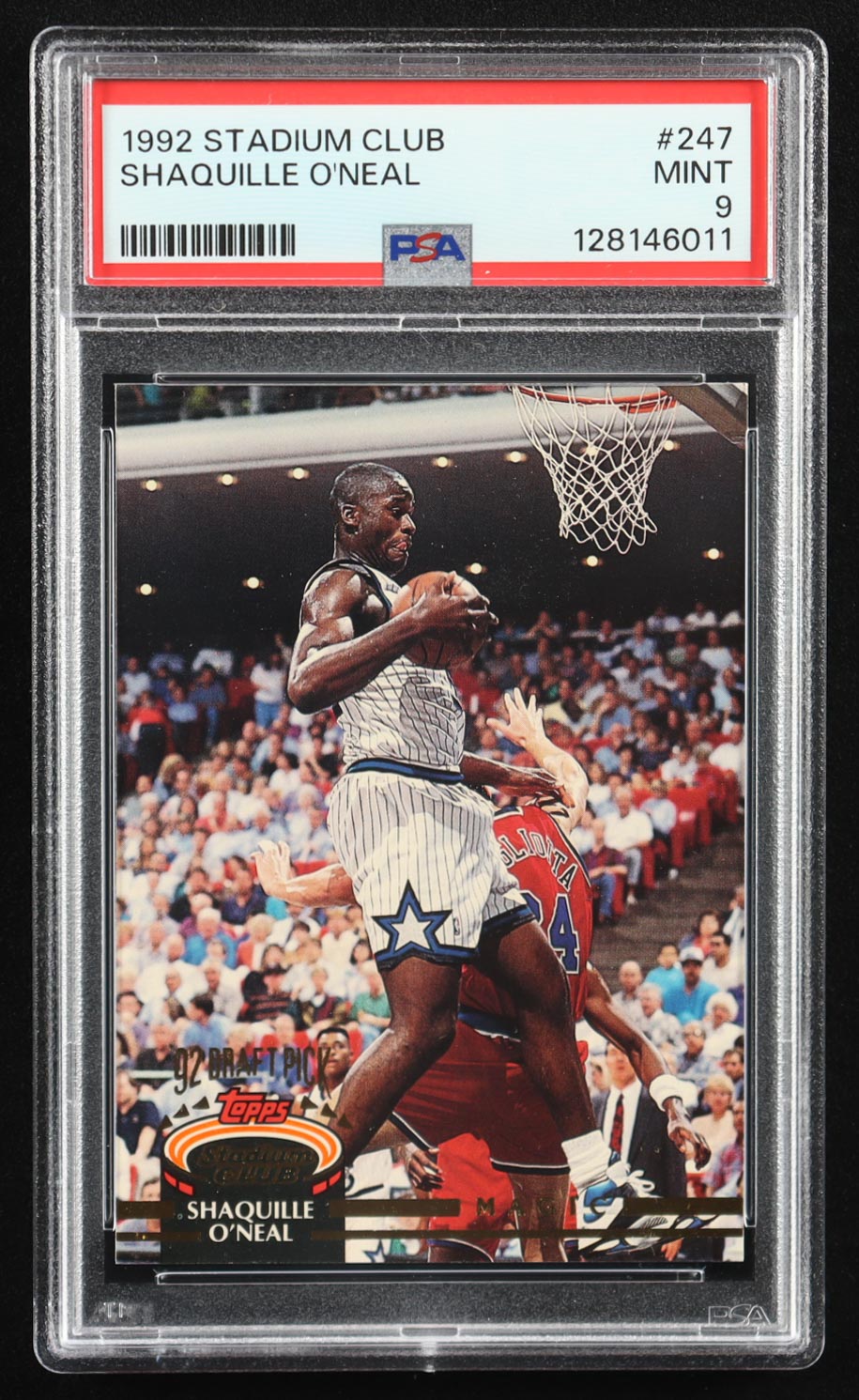 Shaquille O'Neal 1992 Topps Stadium Club #247 RC (PSA 9) at PristineAuction.com Shaquille O'Neal 1992 Topps Stadium Club #247 RC (PSA 9) at PristineAuction.com