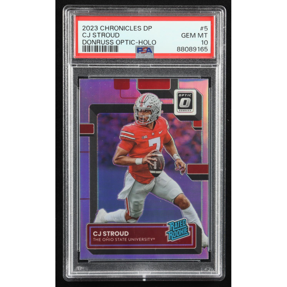 CJ Stroud 2023 Panini Chronicles Donruss Optic Draft Picks RR Holo #5 RC (PSA 10) at PristineAuction.com