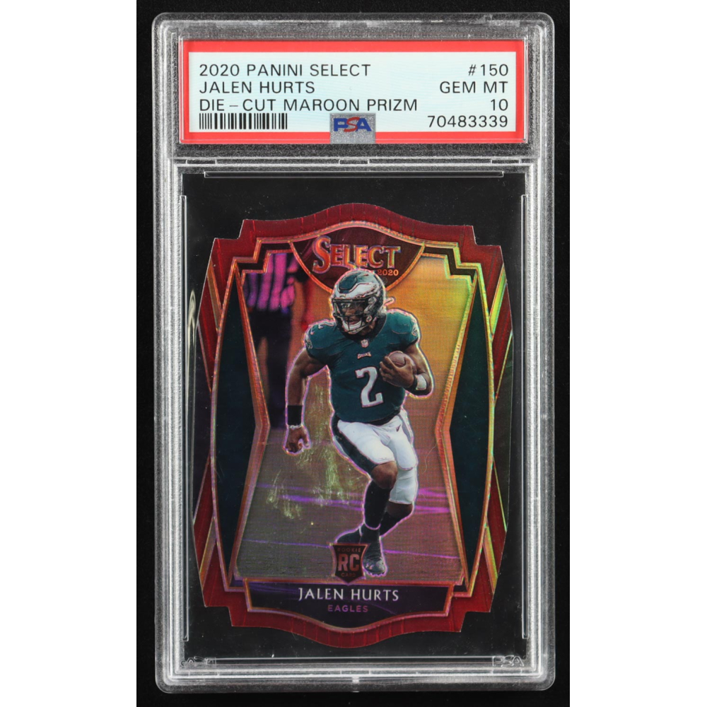 Jalen Hurts 2020 Panini Select Die-Cut Maroon Prizm #150 RC (PSA 10) at PristineAuction.com