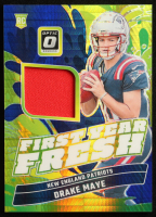 Drake Maye 2024 Donruss Optic First Year Fresh Jerseys Blue Hyper #12 RC at PristineAuction.com