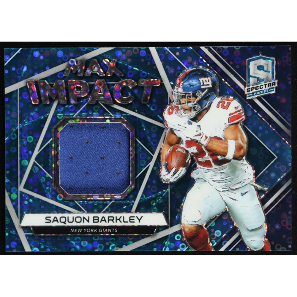 Saquon Barkley 2019 Panini Spectra Max Impact Materials Neon Blue #47 #86/99 at PristineAuction.com