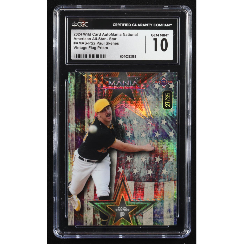 Paul Skenes 2024 Wild Card Automania National American All-Star Vintage Flag Prism #AMAS-PS2 RC #27/35 (CGC 10) at PristineAuction.com