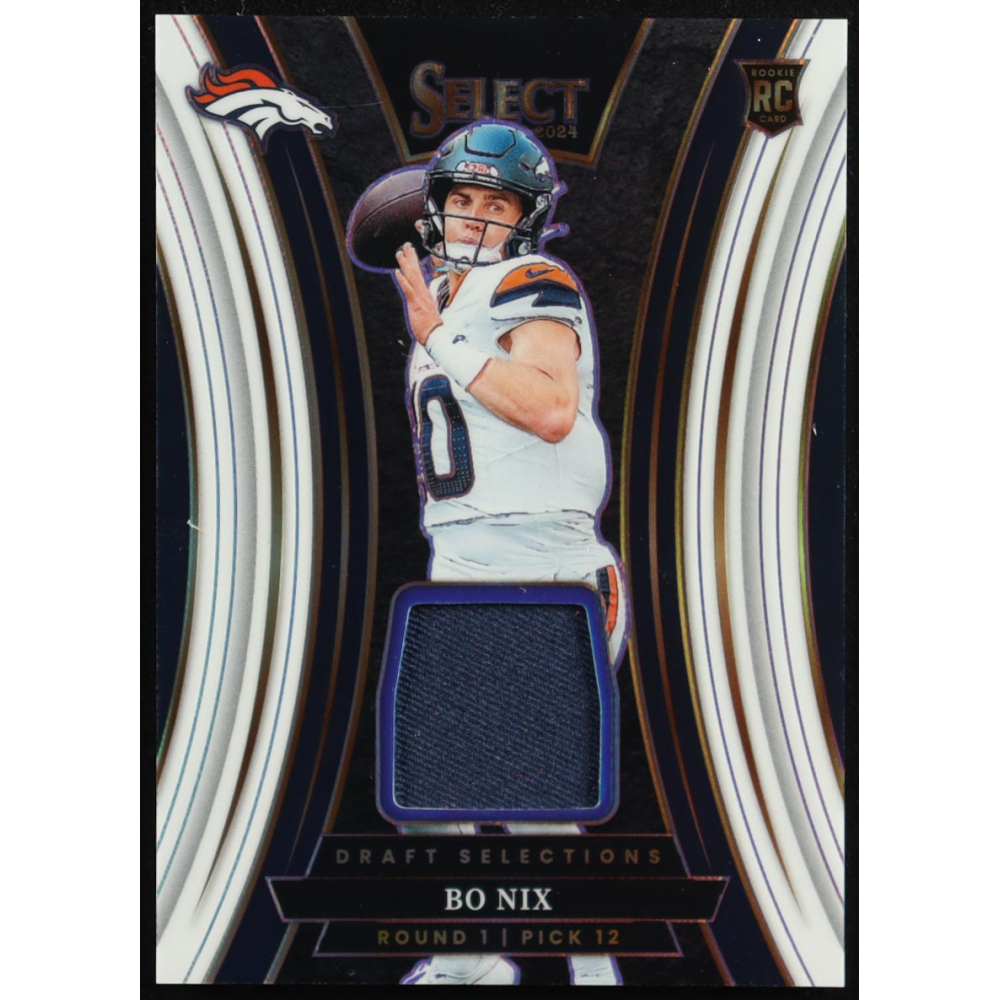 Bo Nix 2024 Select Draft Selections Memorabilia Prizm White #3 #16/75 RC at PristineAuction.com