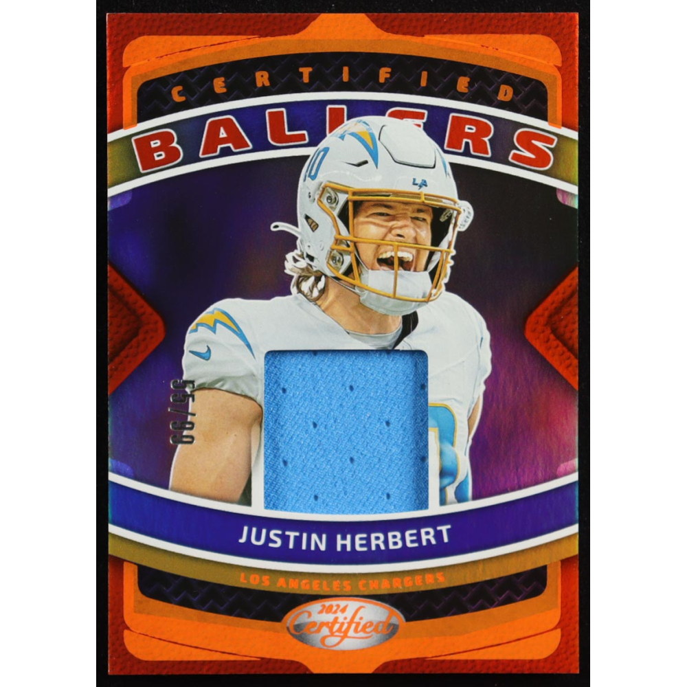 Justin Herbert 2024 Certified Certified Ballers Mirror Orange #2 #55/99 at PristineAuction.com