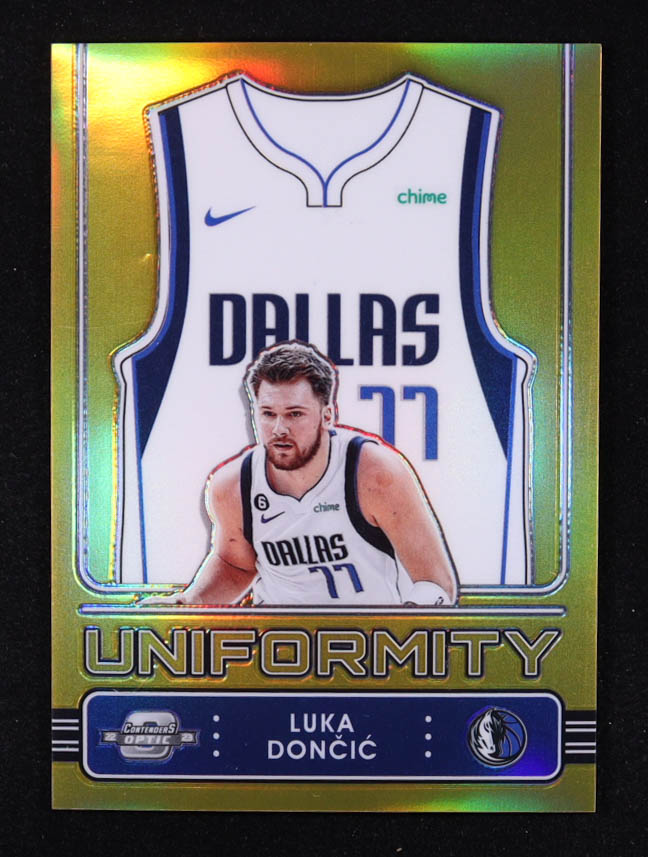 Luka Doncic 2022-23 Panini Contenders Optic Uniformity Gold #13 #03/10 at PristineAuction.com Luka Doncic 2022-23 Panini Contenders Optic Uniformity Gold #13 #03/10 at PristineAuction.com