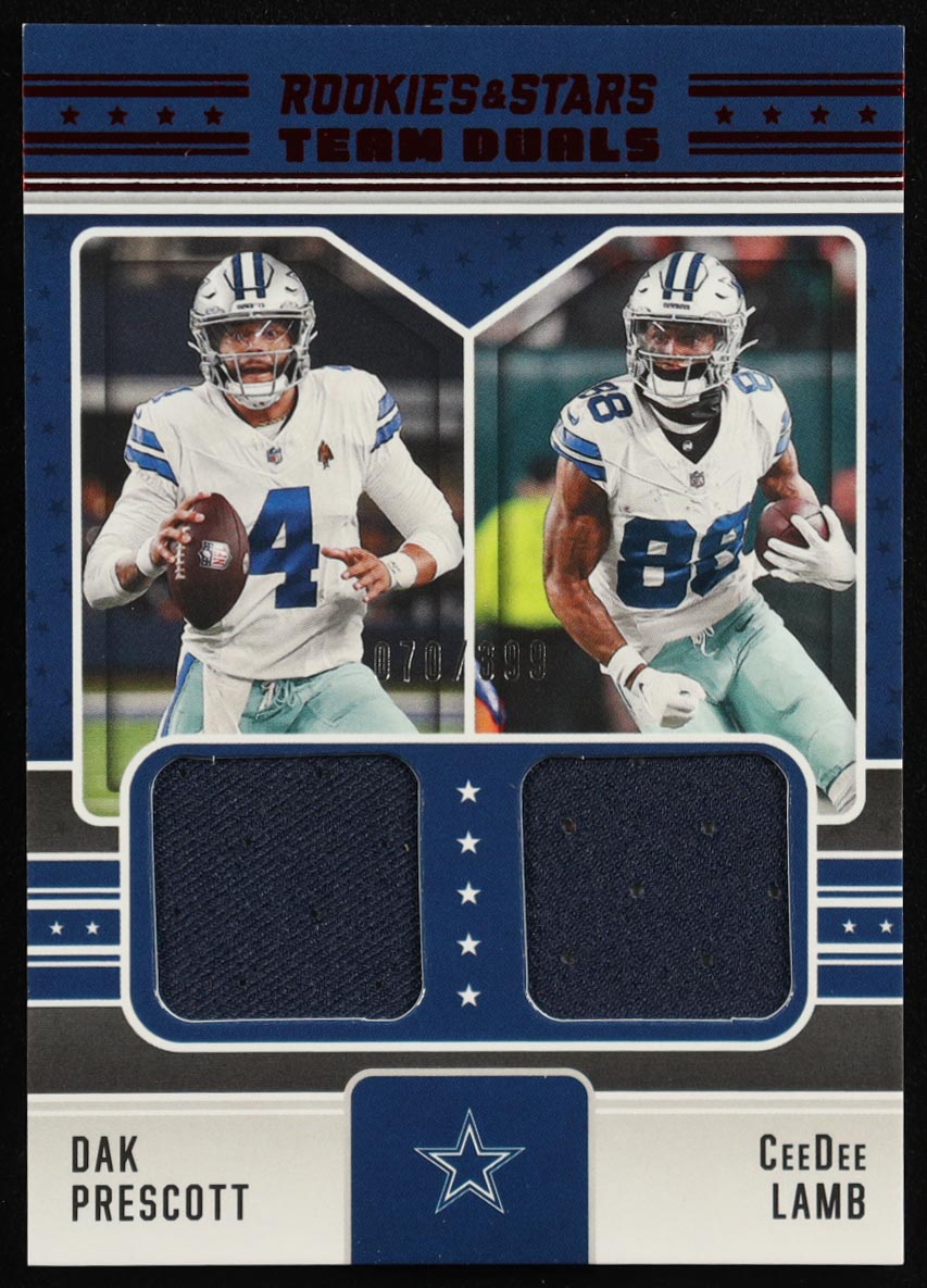 Dak Prescott / CeeDee Lamb 2024 Rookies and Stars Team Dual Jerseys #15 #70/399 at PristineAuction.com Dak Prescott / CeeDee Lamb 2024 Rookies and Stars Team Dual Jerseys #15 #70/399 at PristineAuction.com