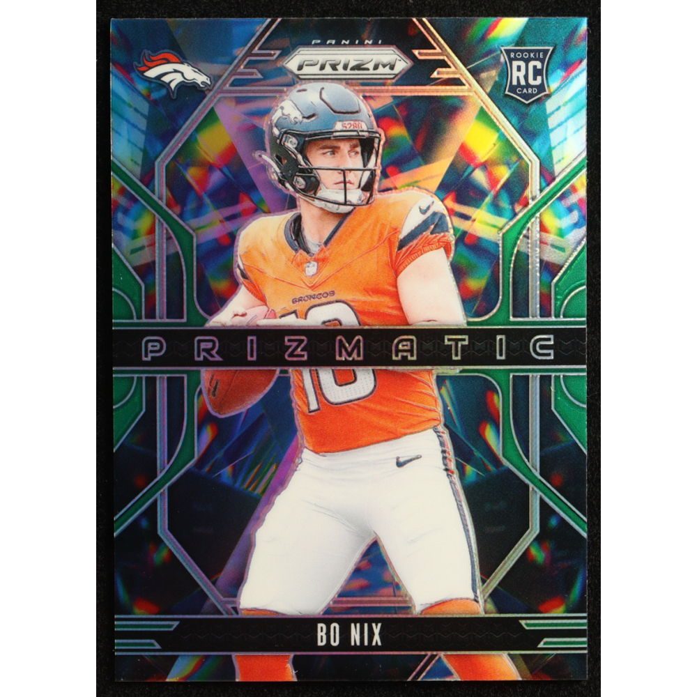Bo Nix 2024 Panini Prizm Prizmatic Prizms Green #11 RC at PristineAuction.com