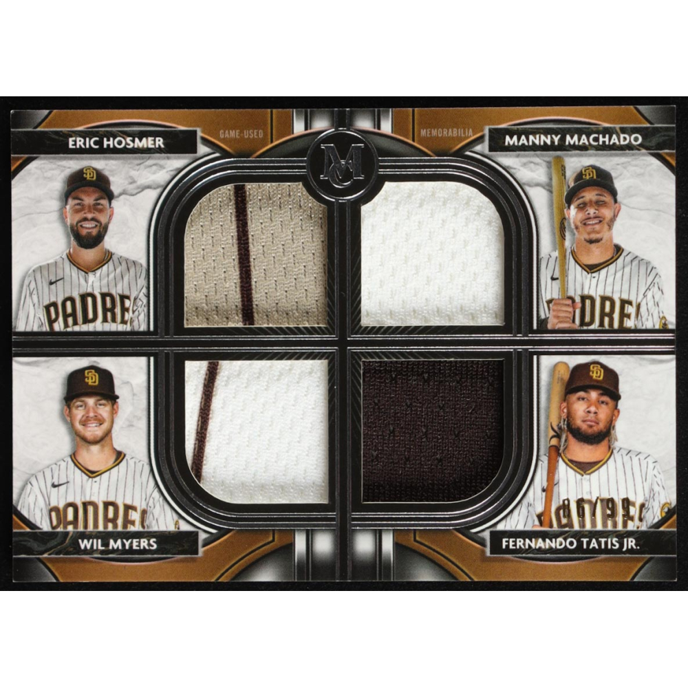 Eric Hosmer / Manny Machado / Wil Myers / Fernando Tatis Jr. 2021 Topps Museum Collection Primary Pieces Four Player Quad Relics #FPRHMMT #86/99 at PristineAuction.com