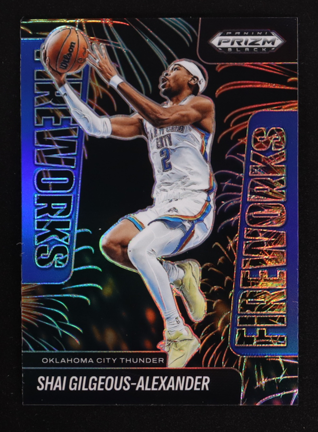 Shai Gilgeous-Alexander 2024-25 Panini Prizm Black Fireworks Prizms Blue #5 #151/199 at PristineAuction.com Shai Gilgeous-Alexander 2024-25 Panini Prizm Black Fireworks Prizms Blue #5 #151/199 at PristineAuction.com
