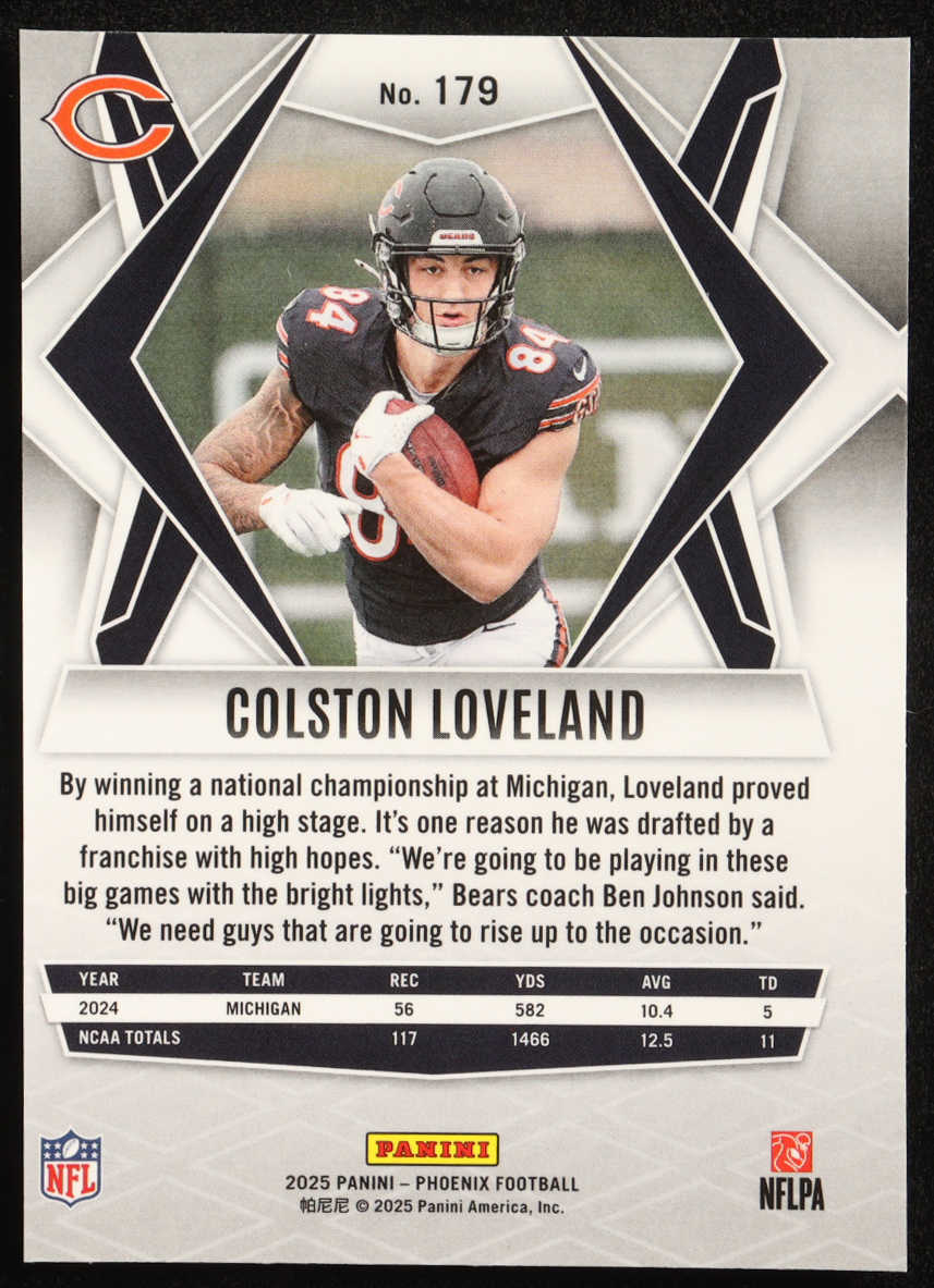 Colston Loveland 2025 Panini Phoenix #179 RC at PristineAuction.com Colston Loveland 2025 Panini Phoenix #179 RC at PristineAuction.com