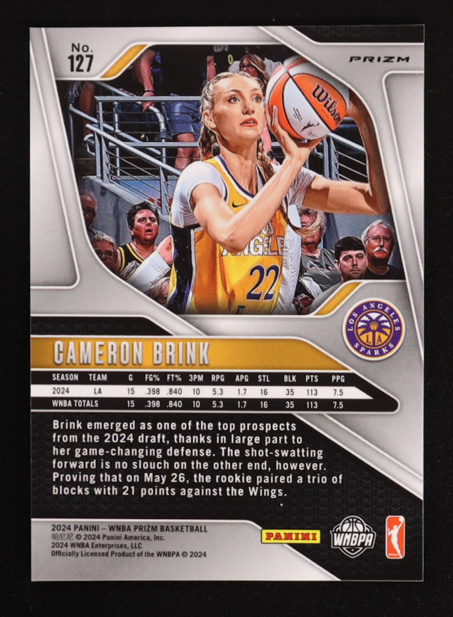Cameron Brink 2024 Panini Prizm WNBA Prizms Orange Ice #127 RC at PristineAuction.com Cameron Brink 2024 Panini Prizm WNBA Prizms Orange Ice #127 RC at PristineAuction.com
