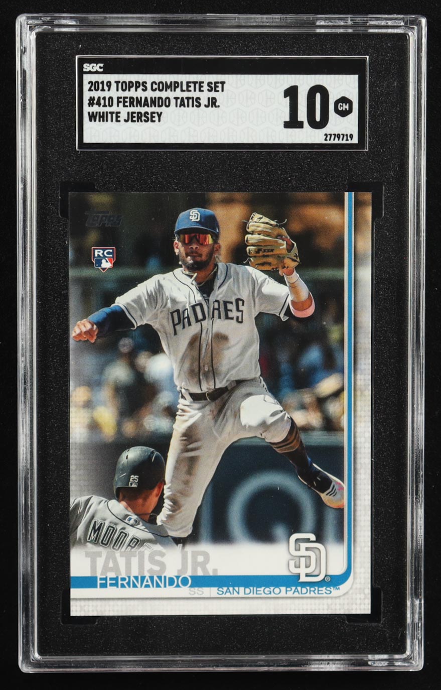 Fernando Tatis Jr. 2019 Topps Complete Set White Jersey #410 RC (SGC 10) at PristineAuction.com Fernando Tatis Jr. 2019 Topps Complete Set White Jersey #410 RC (SGC 10) at PristineAuction.com