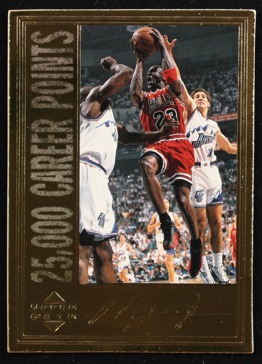Michael Jordan 1996 Upper Deck 22KT Gold #NNO / 25,000 Career Points #358/10000 at PristineAuction.com Michael Jordan 1996 Upper Deck 22KT Gold #NNO / 25,000 Career Points #358/10000 at PristineAuction.com