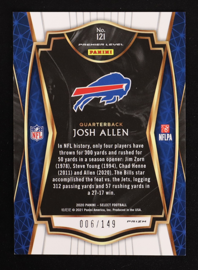Josh Allen 2020 Select Prizm Blue #121 #006/149 at PristineAuction.com Josh Allen 2020 Select Prizm Blue #121 #006/149 at PristineAuction.com