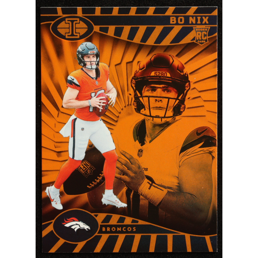 Bo Nix 2024 Panini Illusions Trophy Collection Orange #22 RC at PristineAuction.com