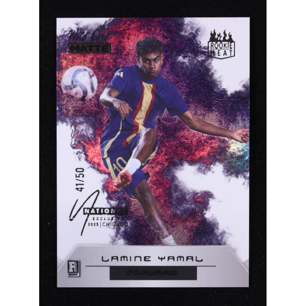 Lamine Yamal 2023 Wild Card Matte Rookie Heat Chicago National Promo #RHLY RC #41/50 at PristineAuction.com