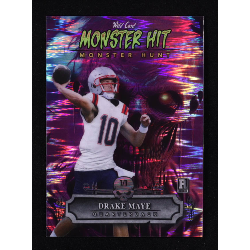 Drake Maye 2024 Wild Card Haunted Hits Monster Hunt Pink Stealth Zombie #MHZDM #1/1 RC at PristineAuction.com