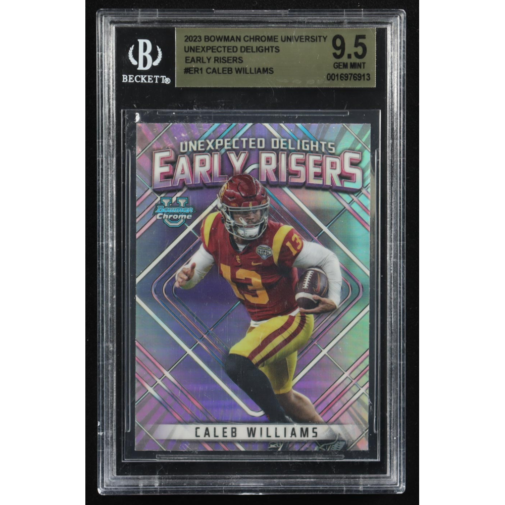 Caleb Williams 2023 Bowman Chrome University Unexpected Delights Early Risers #ER-1 RC (BGS 9.5) at PristineAuction.com