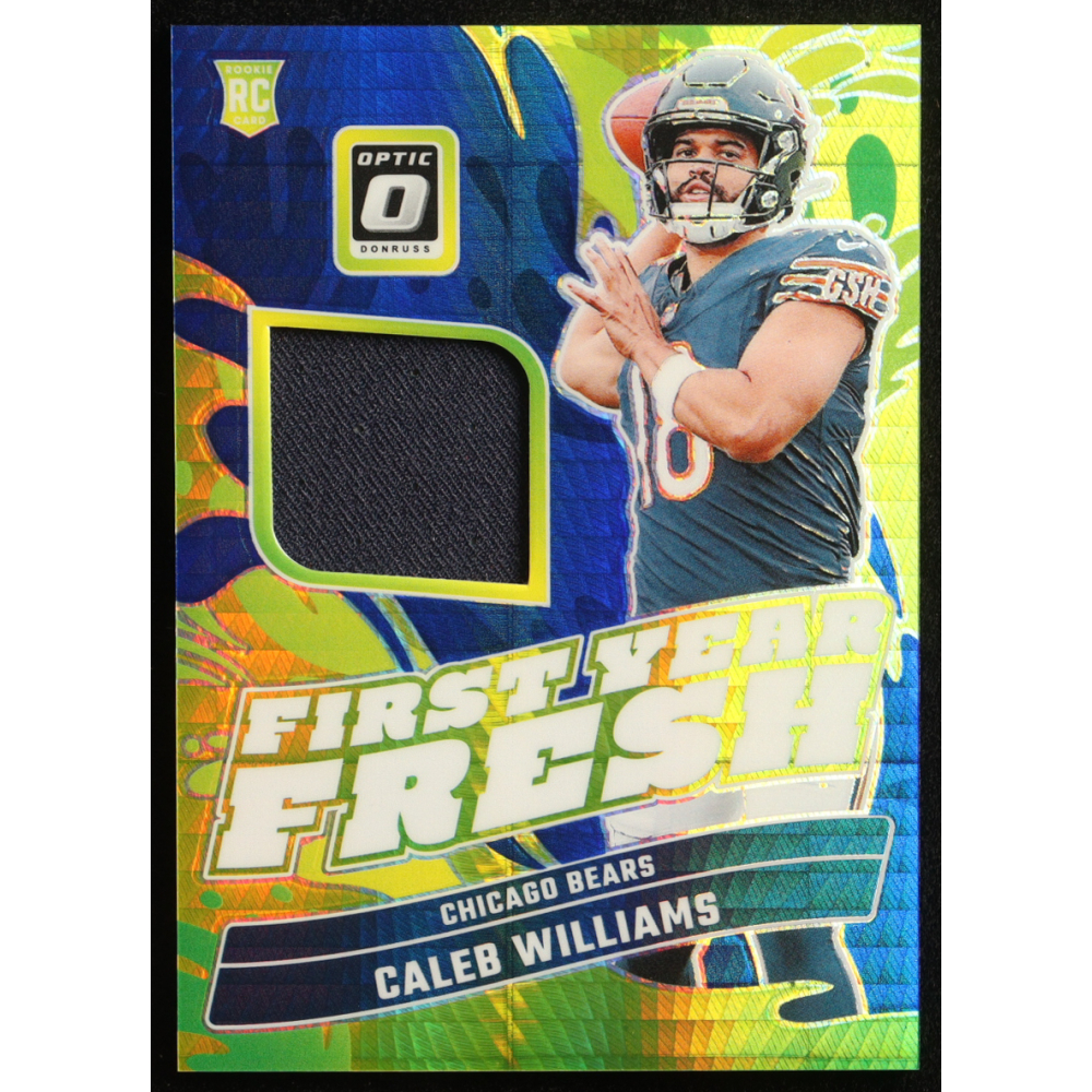 Caleb Williams 2024 Donruss Optic First Year Fresh Jerseys Blue Hyper #1 RC at PristineAuction.com