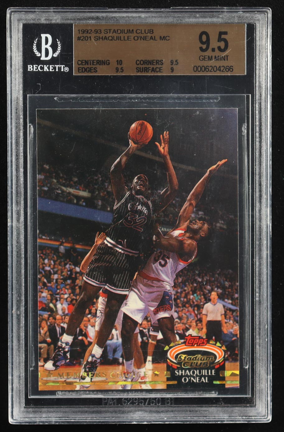 Shaquille O'Neal 1992-93 Topps Stadium Club Member's Choice #201 RC (BGS 9.5) at PristineAuction.com Shaquille O'Neal 1992-93 Topps Stadium Club Member's Choice #201 RC (BGS 9.5) at PristineAuction.com