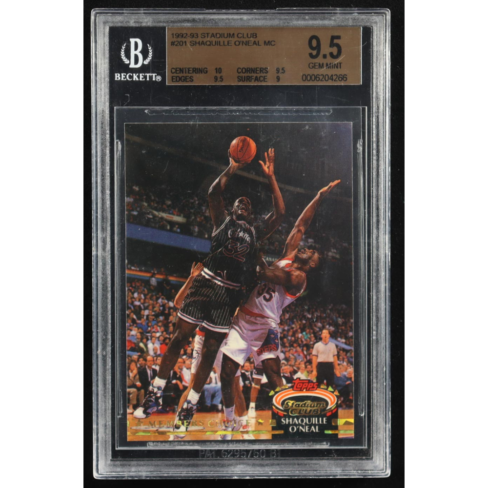Shaquille O'Neal 1992-93 Topps Stadium Club Member's Choice #201 RC (BGS 9.5) at PristineAuction.com