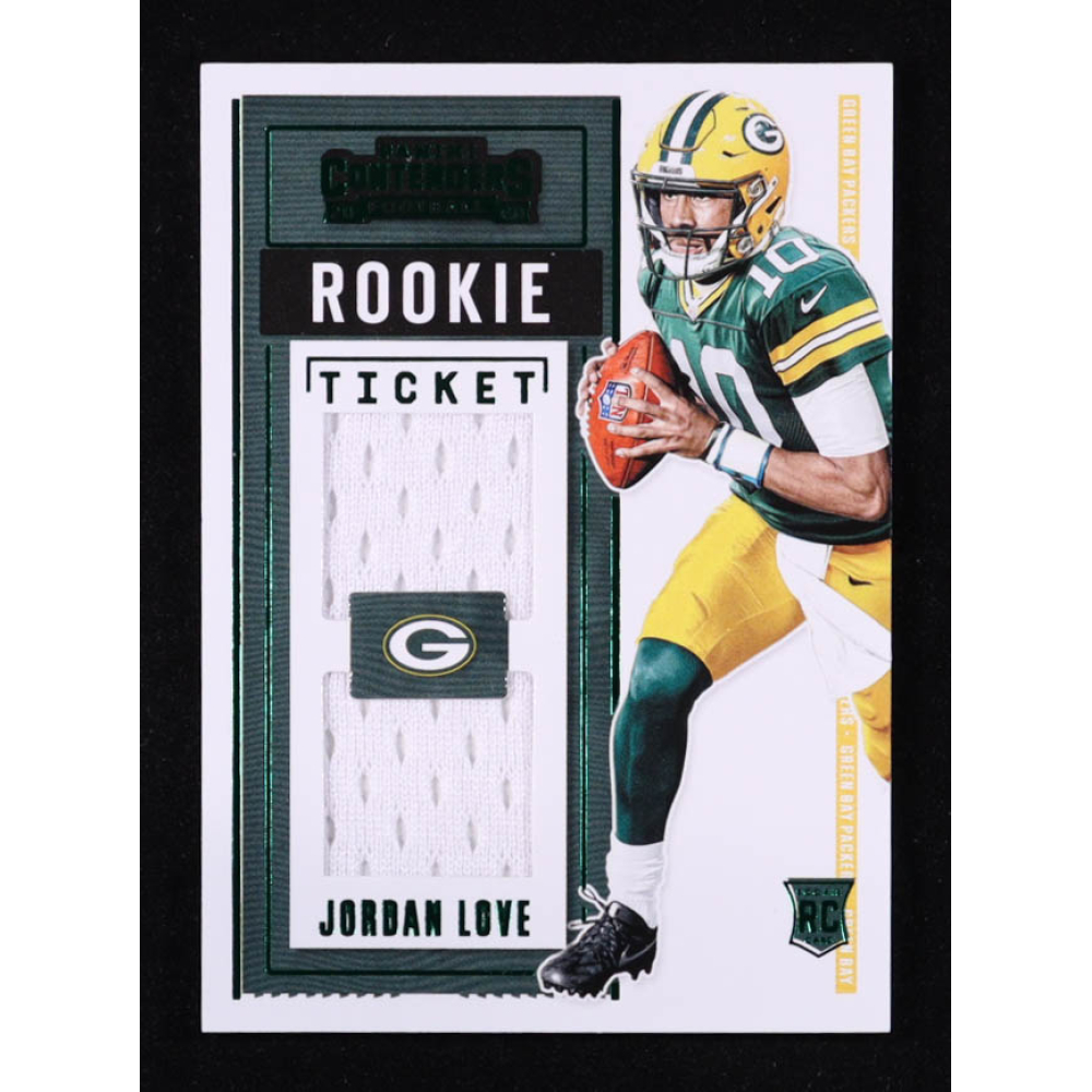 Jordan Love 2020 Panini Contenders Rookie Ticket Dual Swatches #10 RC at PristineAuction.com