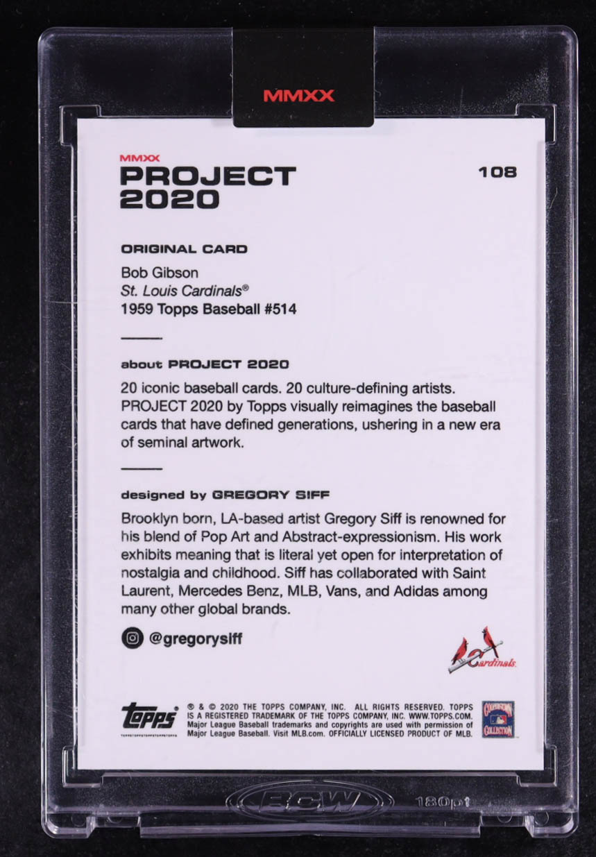 Bob Gibson 2020 Topps Project 2020 #108 Gregory Siff at PristineAuction.com Bob Gibson 2020 Topps Project 2020 #108 Gregory Siff at PristineAuction.com