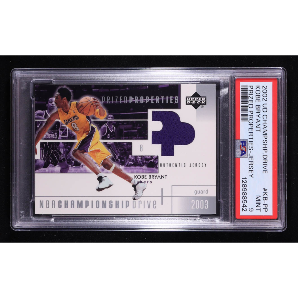 Kobe Bryant 2002 Upper Deck Championship Drive Prized Properties Jersey #KB-PP RC (PSA 9) at PristineAuction.com