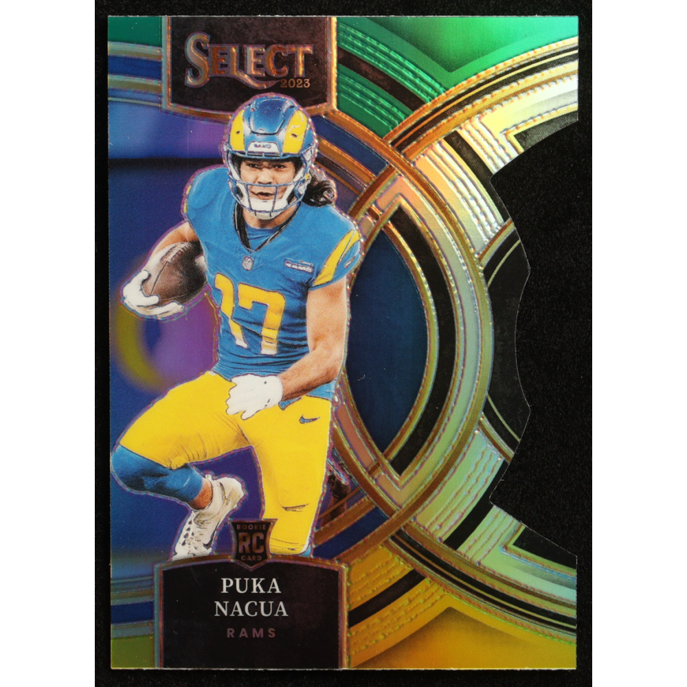 Puka Nacua 2023 Select Prizm Green and Yellow Die Cut #199 RC at PristineAuction.com