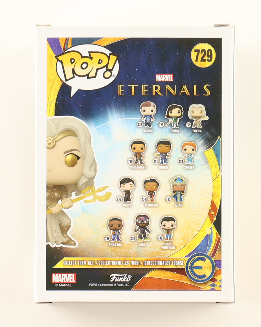 Angelina Jolie Signed "Eternals" #729 Thena Bobble-Head Funko Pop! Vinyl Figure (ACOA) at PristineAuction.com Angelina Jolie Signed "Eternals" #729 Thena Bobble-Head Funko Pop! Vinyl Figure (ACOA) at PristineAuction.com