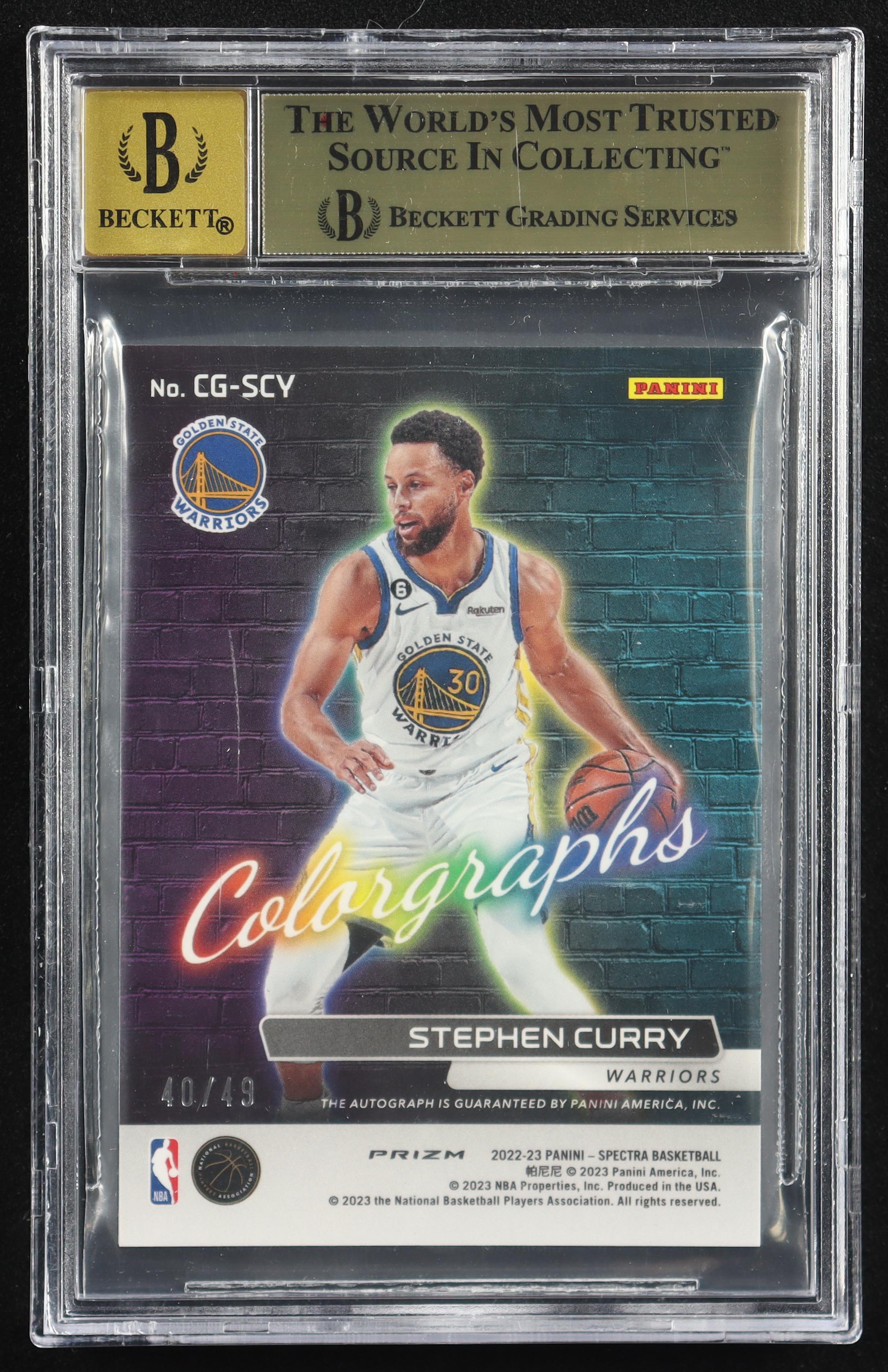 Stephen Curry 2022-23 Panini Spectra Colorgraphs Astral #10 #40/49 (BGS 10 | Auto 10) at PristineAuction.com Stephen Curry 2022-23 Panini Spectra Colorgraphs Astral #10 #40/49 (BGS 10 | Auto 10) at PristineAuction.com
