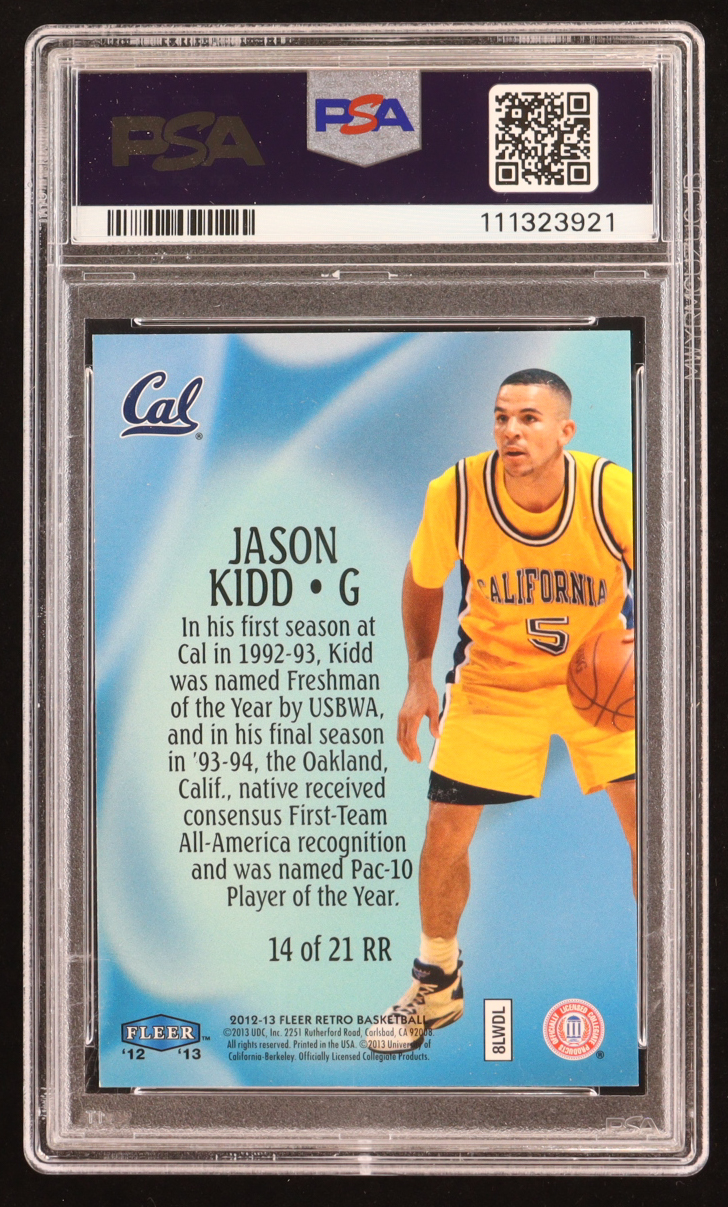 Jason Kidd 2012 Fleer Retro Mystique Raise The Roof #14 RC #037/100 (PSA 9) at PristineAuction.com Jason Kidd 2012 Fleer Retro Mystique Raise The Roof #14 RC #037/100 (PSA 9) at PristineAuction.com
