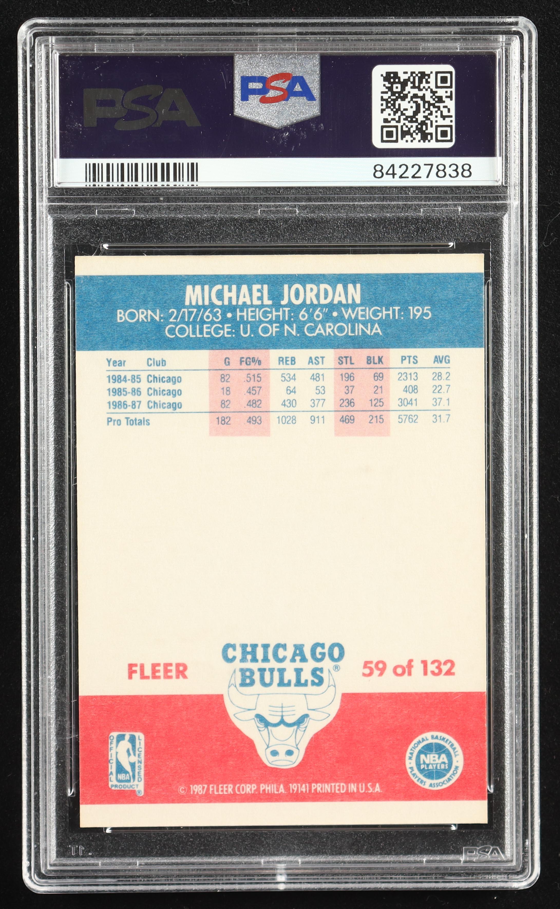 Michael Jordan 1987-88 Fleer #59 (PSA 9) at PristineAuction.com Michael Jordan 1987-88 Fleer #59 (PSA 9) at PristineAuction.com