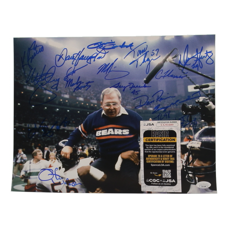 1985 Chicago Bears Super Bowl Champs 11x14 Photo Team-Signed by (17) with Dan Hampton, Mike Singletary, Tom Thayer, & Otis Wilson (JSA) at PristineAuction.com 1985 Chicago Bears Super Bowl Champs 11x14 Photo Team-Signed by (17) with Dan Hampton, Mike Singletary, Tom Thayer, & Otis Wilson (JSA) at PristineAuction.com